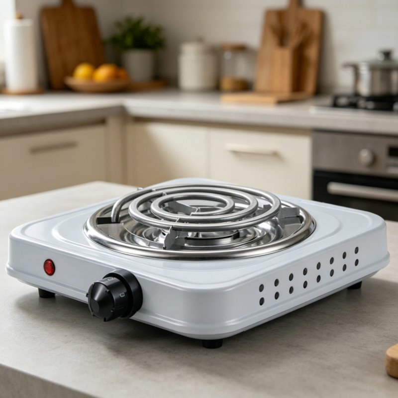Portable Electric Single Burner Cooktop for Camping, RV and Home Use