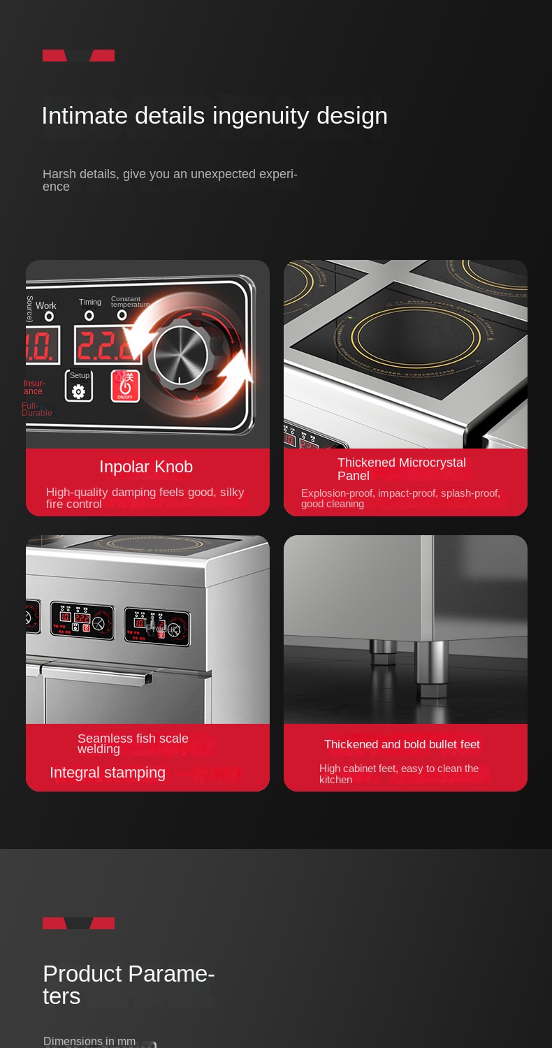 Commercial Stainless Steel Housing 4/6 Burners Induction Cooker Catering Kitchen Equipment Electric Cooking Stove