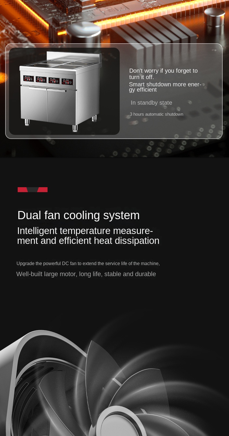 Commercial Stainless Steel Housing 4/6 Burners Induction Cooker Catering Kitchen Equipment Electric Cooking Stove