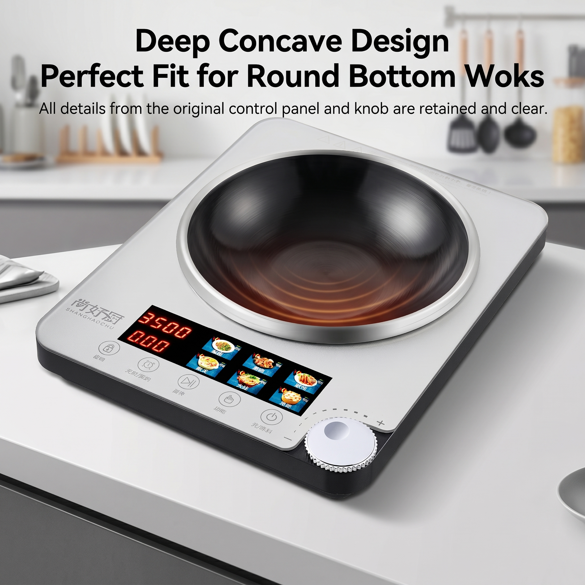3500W Commercial Concave Induction Cooker High Power Electric Wok Stove Professional Stir-fry Induction Cooktop for Restaurant