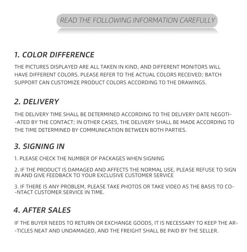Buying guidelines and notifications