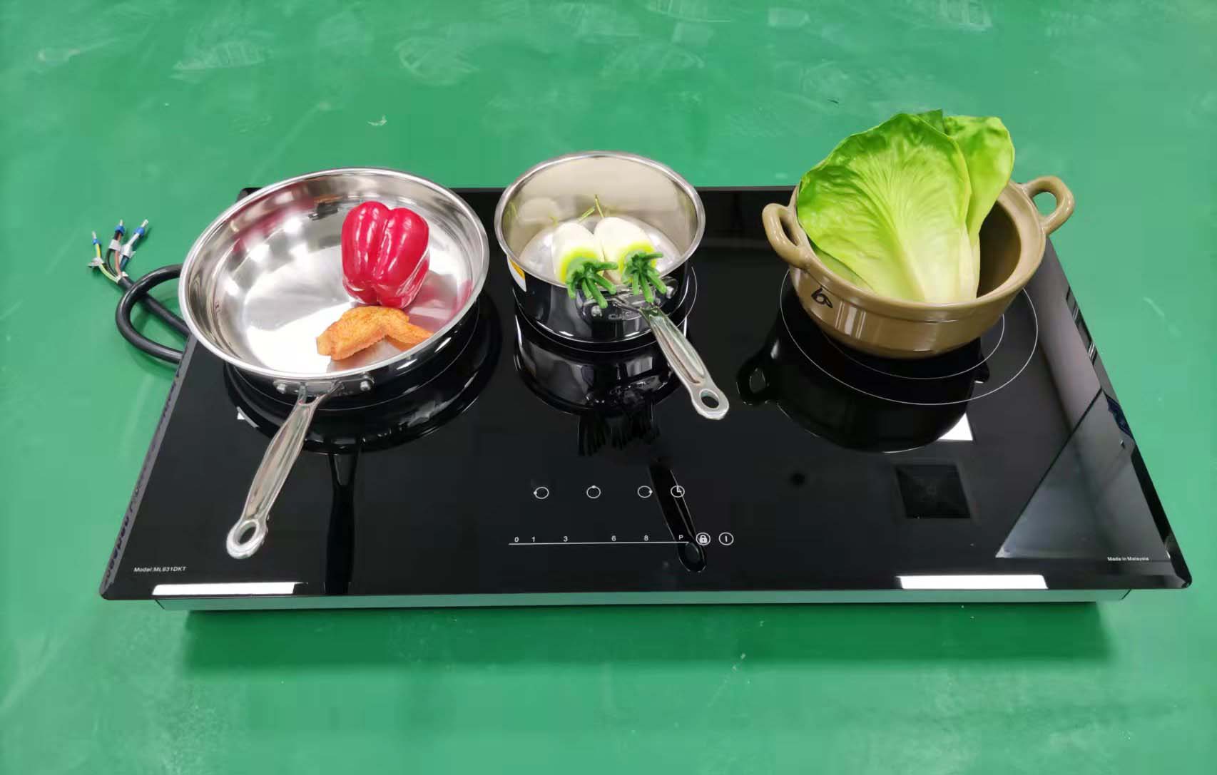 6000W Precise Double Elements Half Bridge Hybrid Hob Ceramic Glass Induction Cooker Built-In 3-Burner Class Energy Efficiency