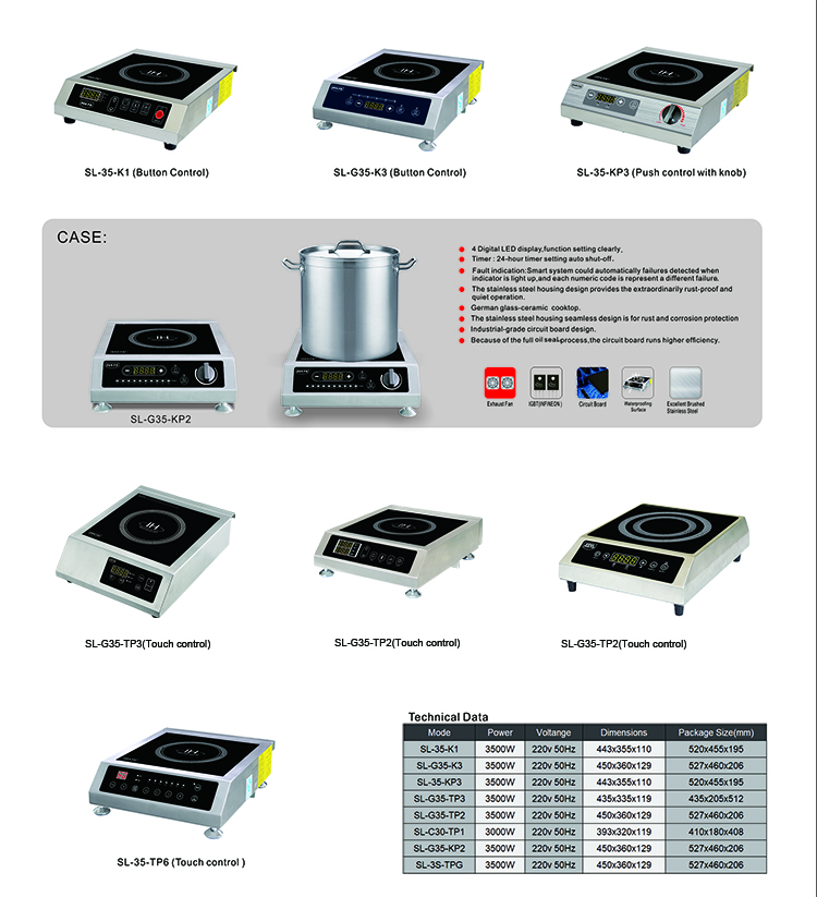 110V 220V Portable Single Commercial Induction Electric Cooktops Cooker with High Quality Spare Parts