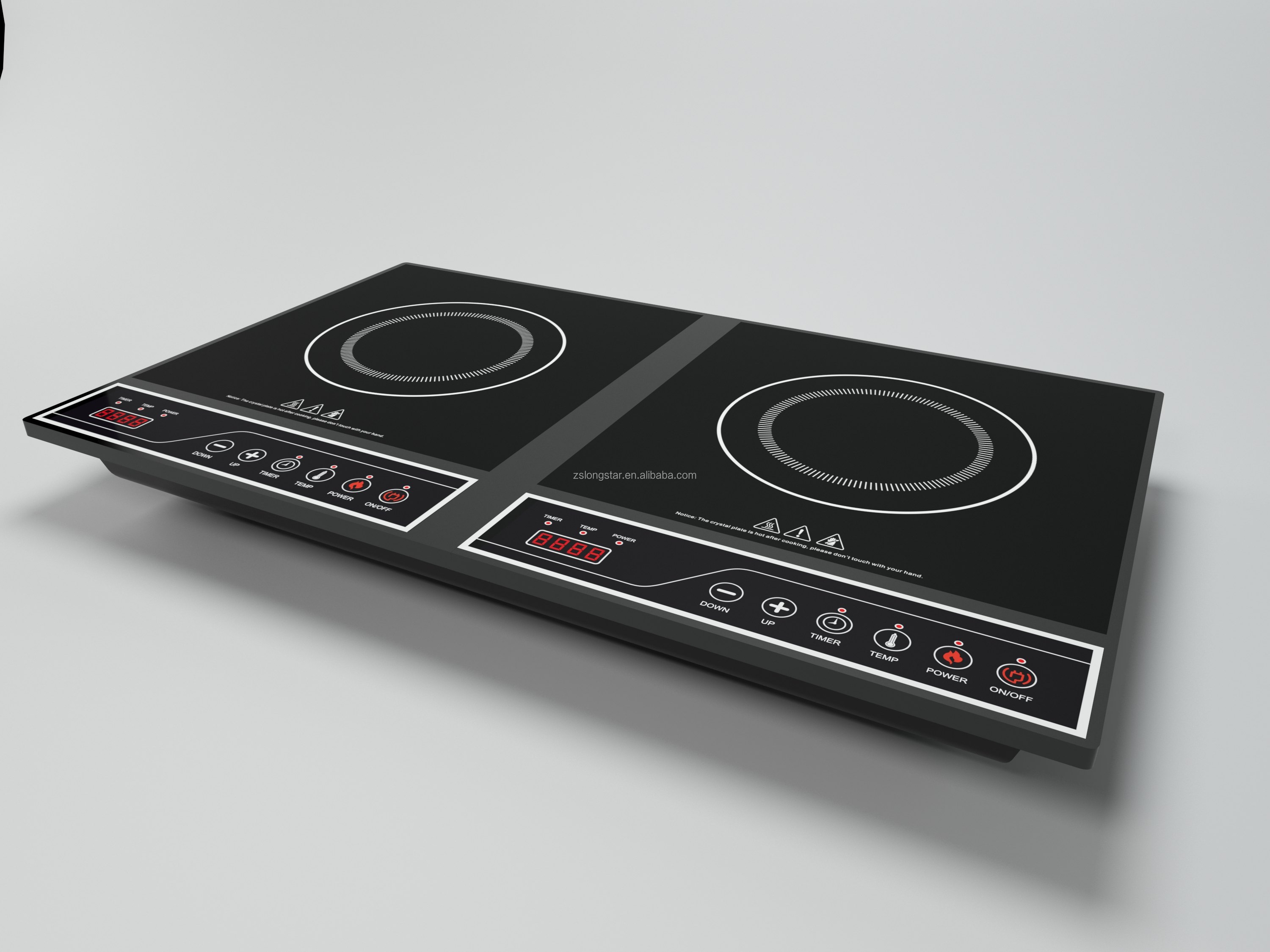 Electric Double Burner Built-in Outdoor Induction Cooker with Touch Controller Digital Display Countertop Installation