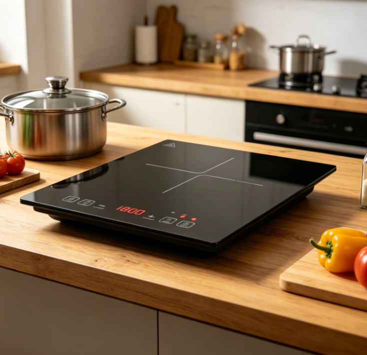 ETL Certified 1800W 120V Countertop Single Burner Induction Stove Microlite Panel with Crystal Glass and Child Lock FS1800A