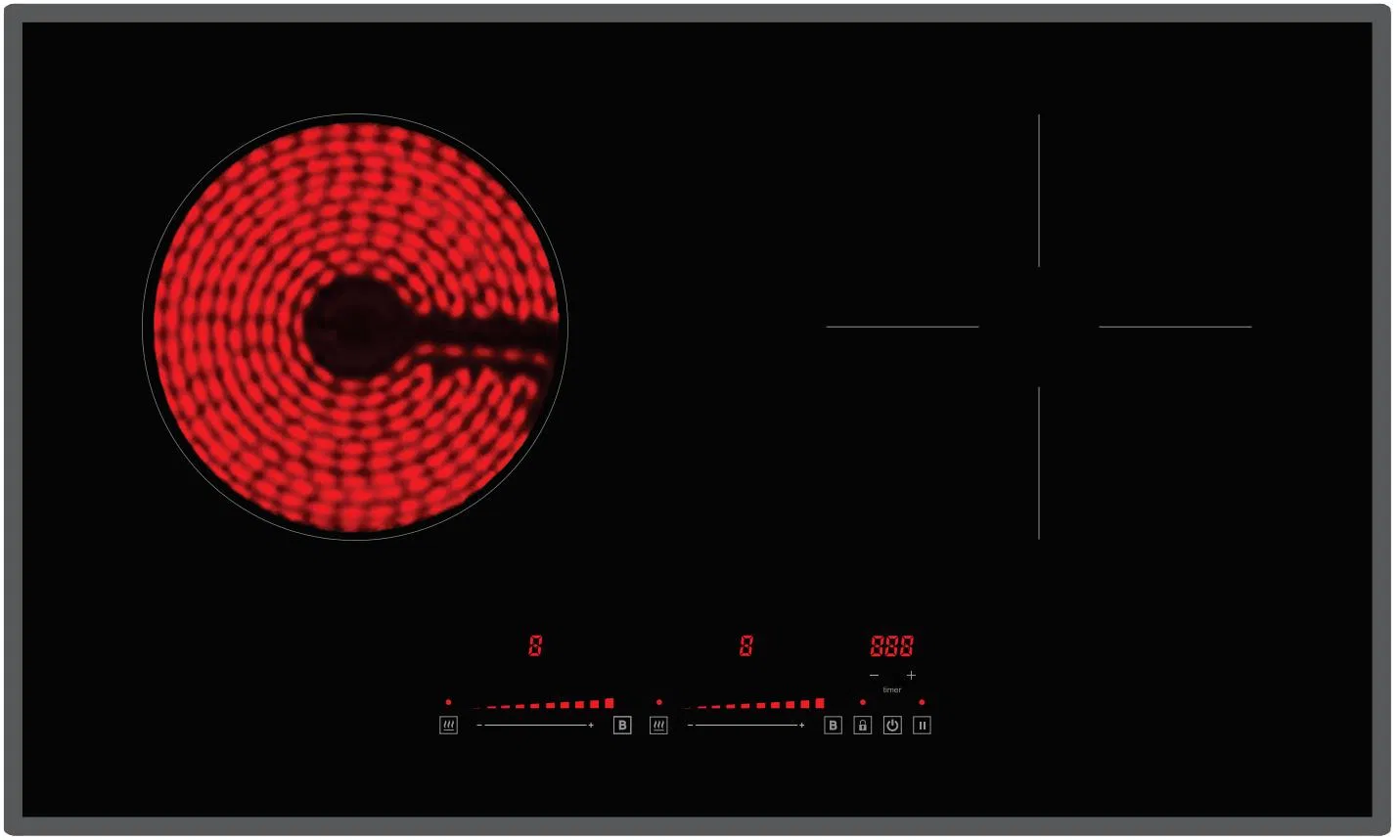 Inverter Function Kitchen Appliances Built-in 4000W 2-Burner Induction Cooktop Hotplate Hob Hybrid Stove