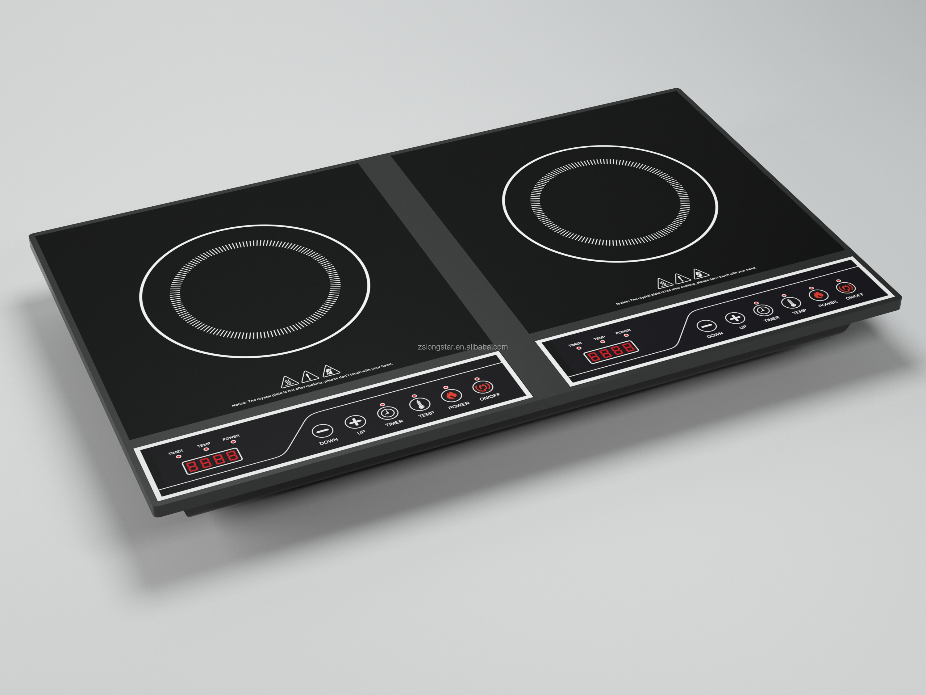 Electric Double Burner Built-in Outdoor Induction Cooker with Touch Controller Digital Display Countertop Installation