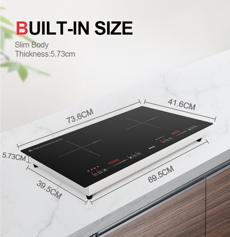 Double induction stove packaging and components