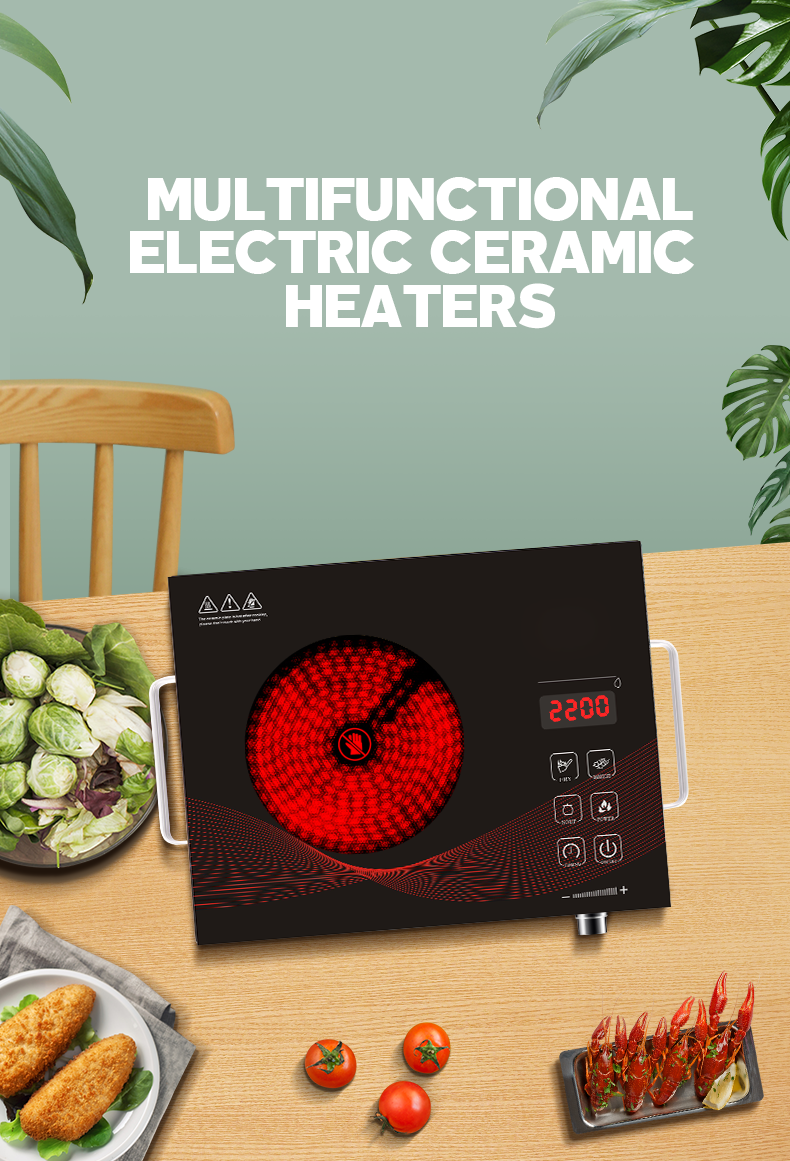 Household 2200W Electric Stove Infrared Hot Plates Multifunction Digital Burner Induction Cooker Hob Glass Ceramic Cooktop