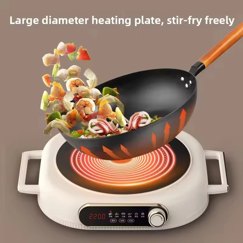 High-Power Smart Electric Induction Cooker 100W~3500W Touch Screen Waterproof 6-Level Firepower 3-Hour Timed Cooking