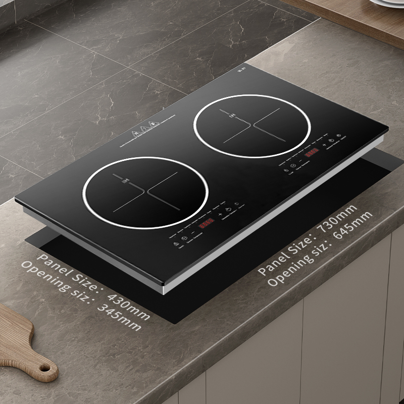 Double Burner Built-In Stainless Steel Induction Cooktop Commercial High Efficiency Electric Hot Plate with 3000W+ Power