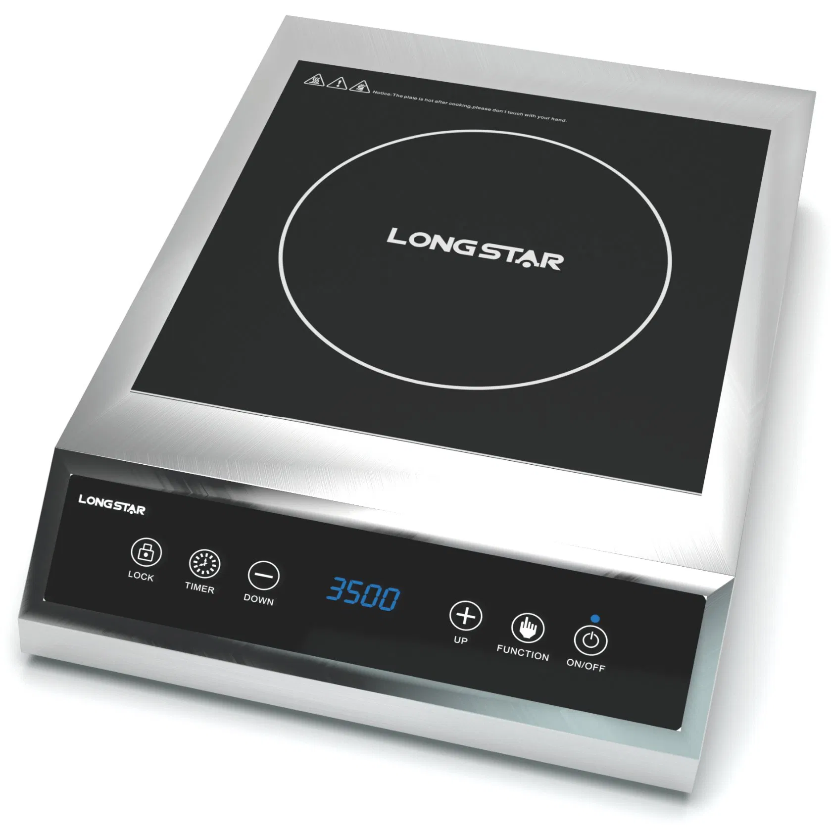 Stainless Steel Body 220V 230V 7000W Commercial Induction Cooker 2 Plate Burner 4 Digital Display