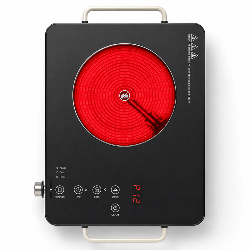 Kitchen Appliance Induction Hob and Ceramic Glass Cooker 2 Burner Large High Power 2200W Commercial Electric Stove Microwave Oven Induction Radiant Cooker