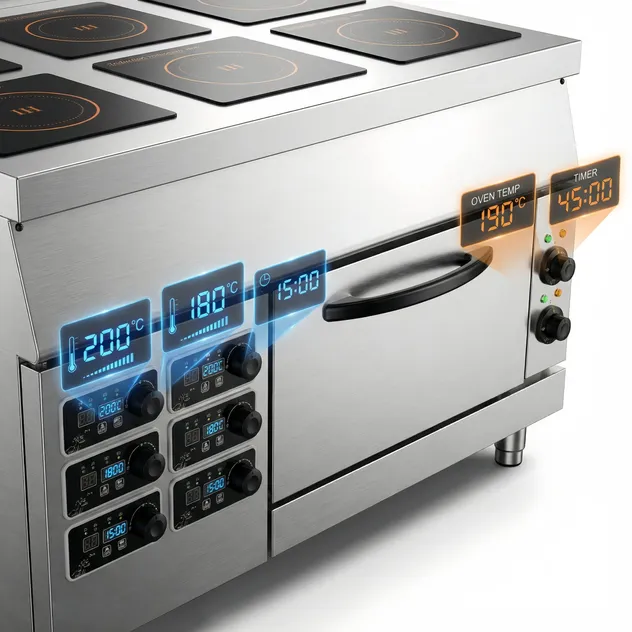 Multifunctional Commercial Kitchen Equipment 4/6 Burners Induction Cooker with Oven