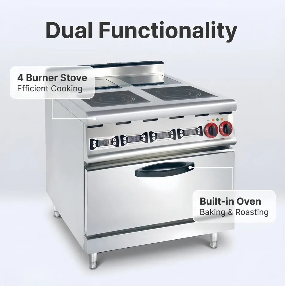 Multifunctional Commercial Kitchen Equipment 4/6 Burners Induction Cooker with Oven