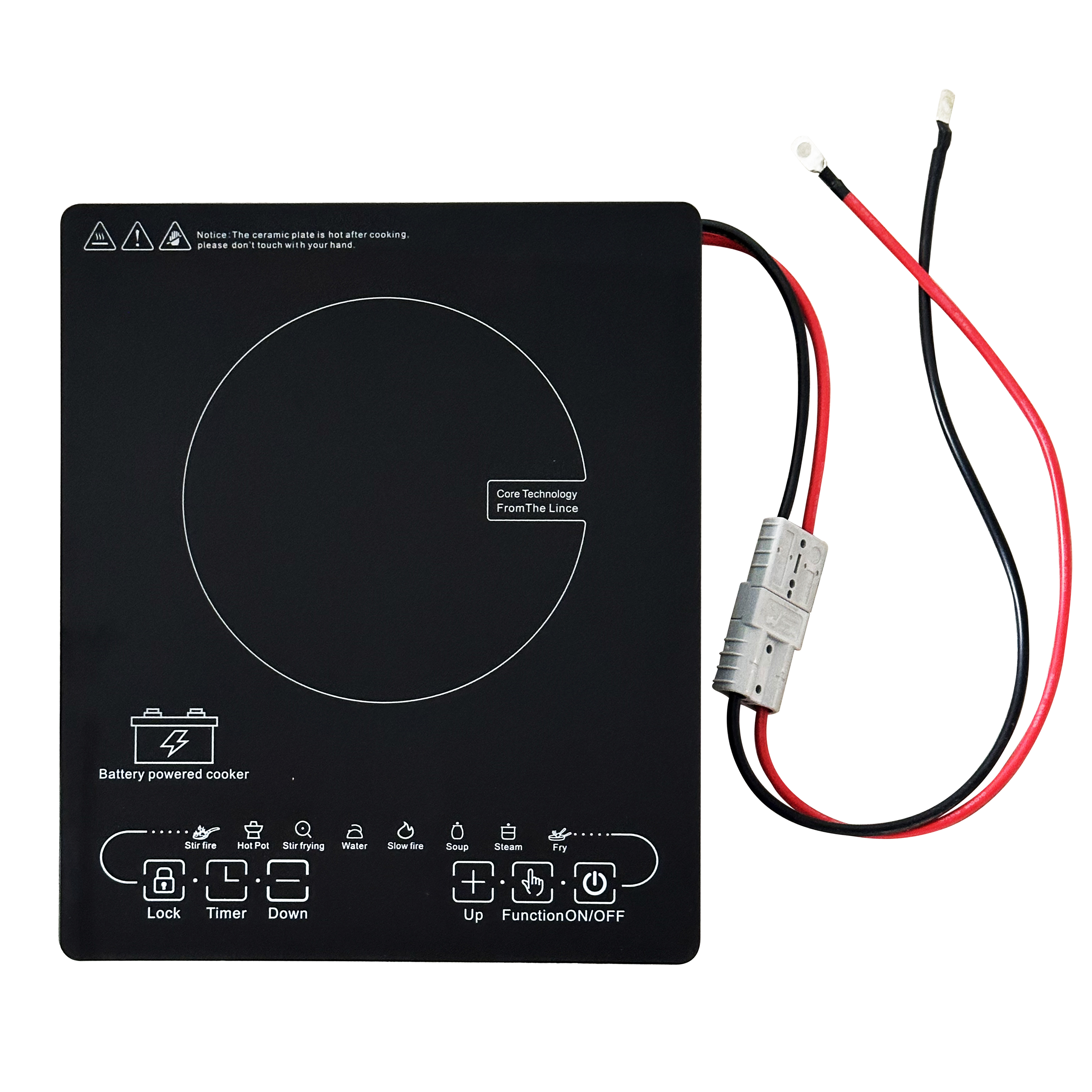Solar &amp; Battery Powered Portable Single Burner Induction Cooker for Household Use