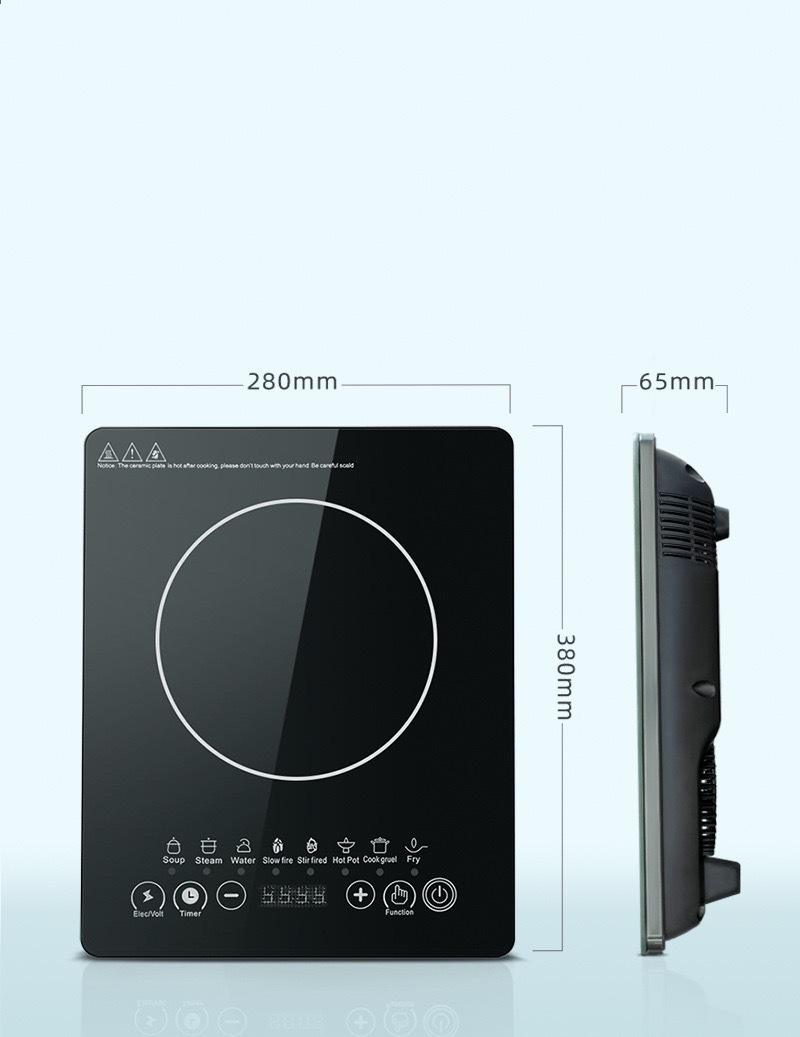 Household 2200W Touch Control Single Electric Induction Cooker Toughened Glass Panel Multi-functional High Energy Efficient