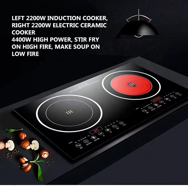 Hot Sale 4000W Electric Double Stove Induction Cooker 2 Burner Ceramic Cooktop Infrared Technology for Home Kitchen RV Use Touch