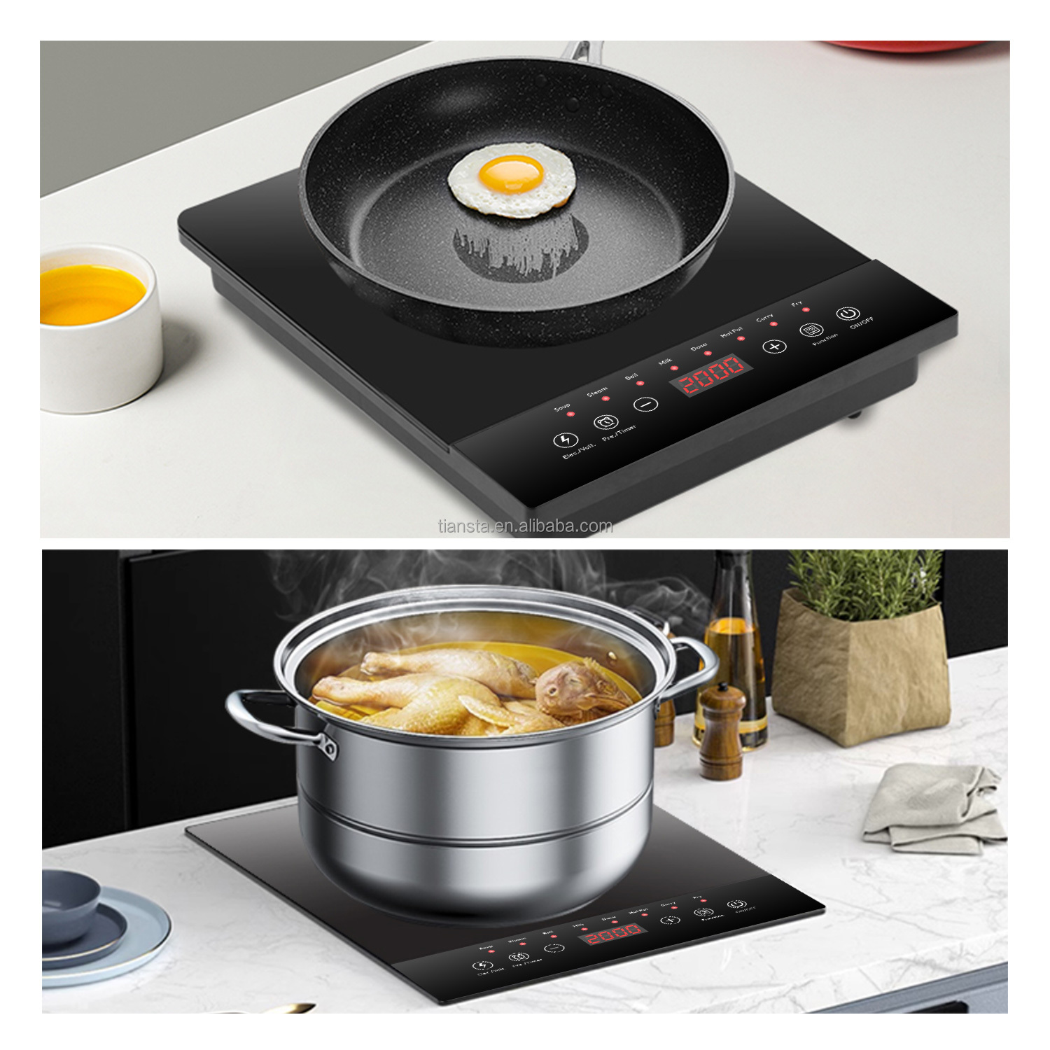 Household Built-in Electric Cooktop 2000W Single Burner Touch Control Induction Cooker Approved with CE Certificate
