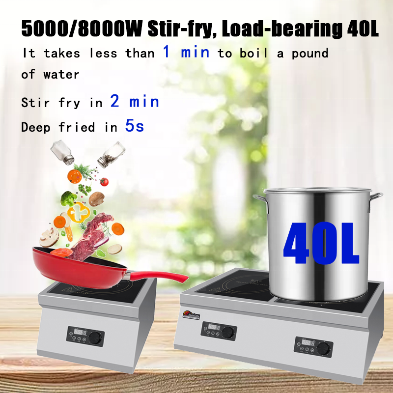 Double Burner Commercial Induction Cooktop 5000W Flat Ceramic Electric Stove for Restaurant &amp; Industrial Kitchen