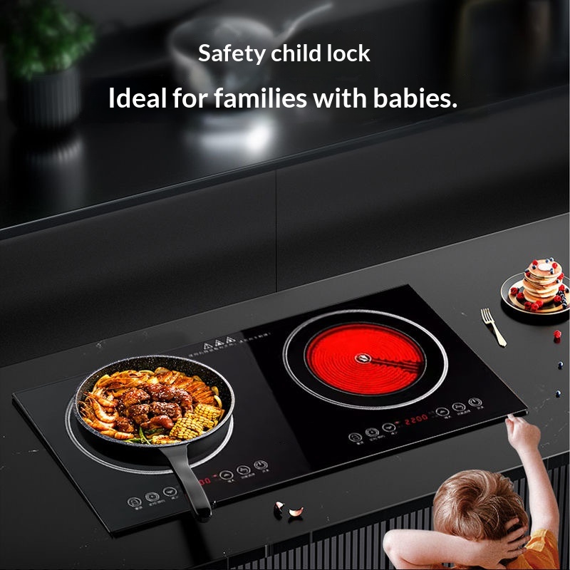 Cross-border Embedded Induction Cooker Electric Dual Burners Touch Control Black Microcrystalline Panel Household High-power