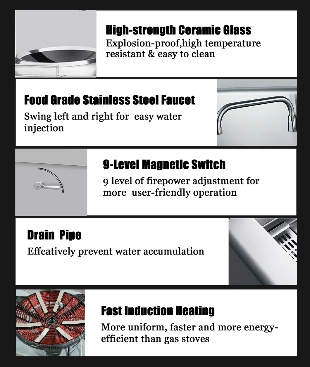 Commercial Double Wok Induction Stove Specifications