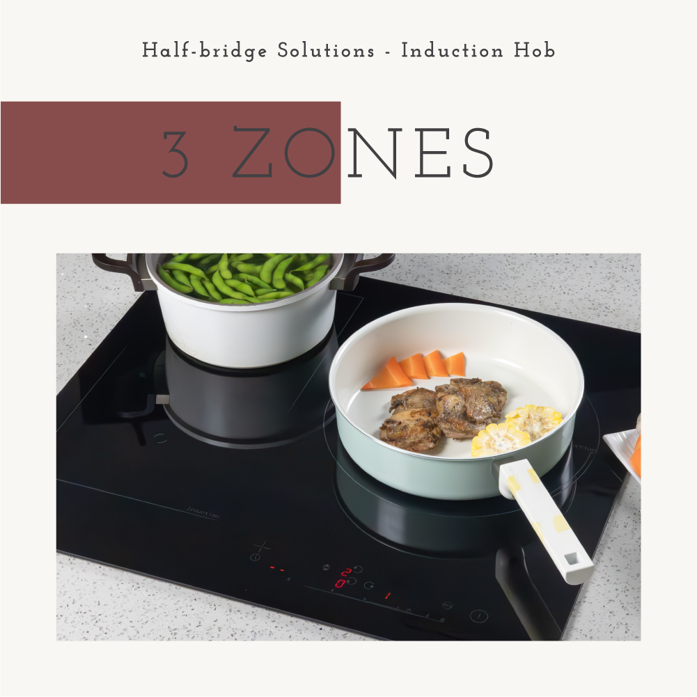 High-Efficiency Electric 60cm Built-In Ceramic Induction Cooktop 3 Burners Sensor Touch Control Expandable Cooking Area