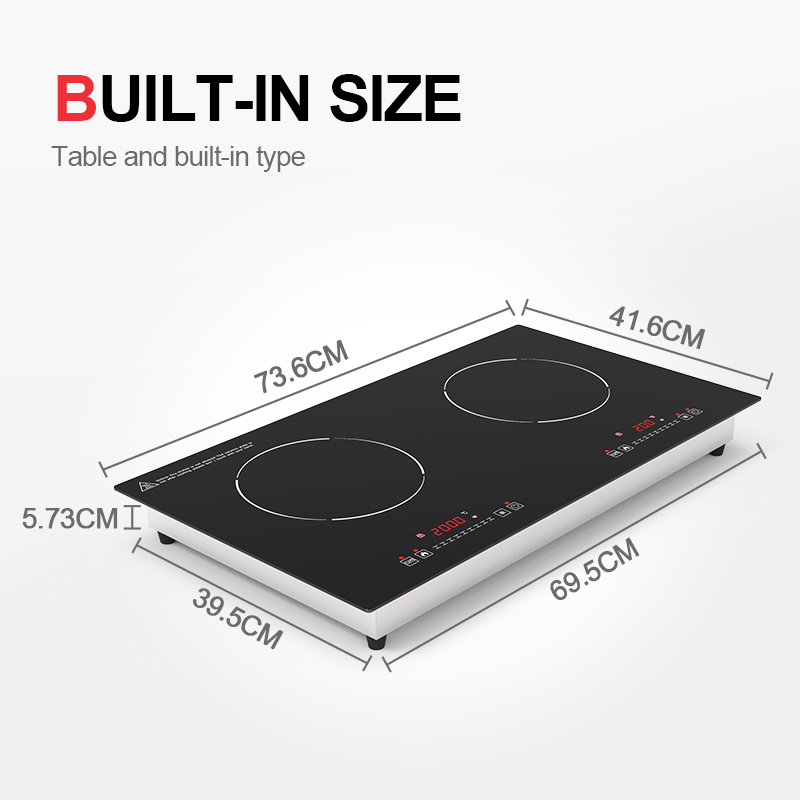 Double Induction Hob 3500W Cooktop Electric Stove Built-in 2 burner Induction Cooker