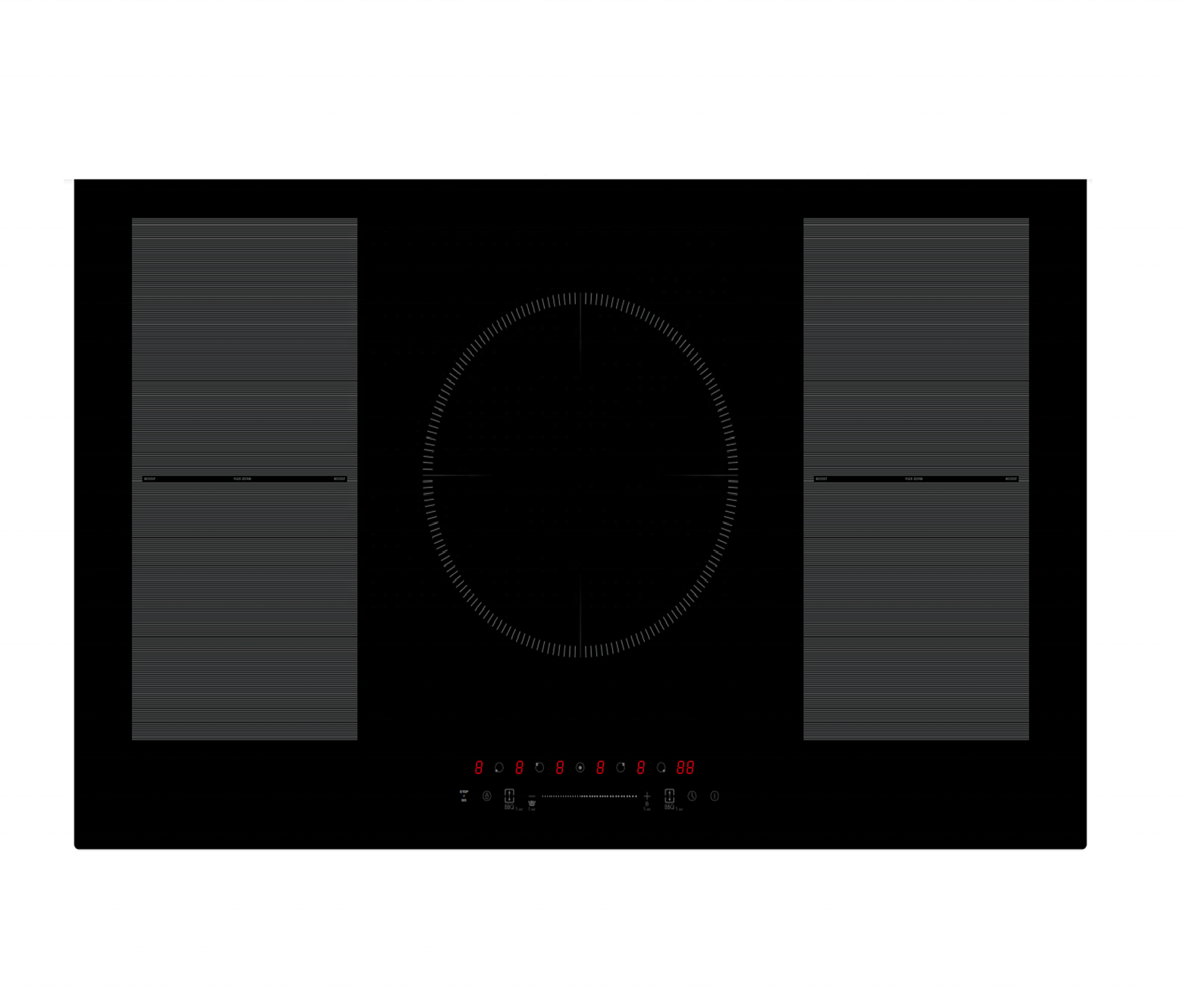 77/90cm Built-in 5-Burner Induction Cooker 5-Zone Hob with Free Zone Feature