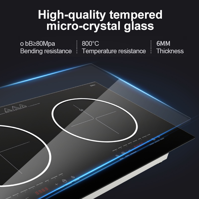 Double Burner Built-In Stainless Steel Induction Cooktop Commercial High Efficiency Electric Hot Plate with 3000W+ Power