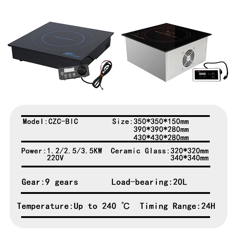 Commercial Built-in Induction Hob 1200W~3500W Electric Cooktop 12V/24V Battery Powered Cooker