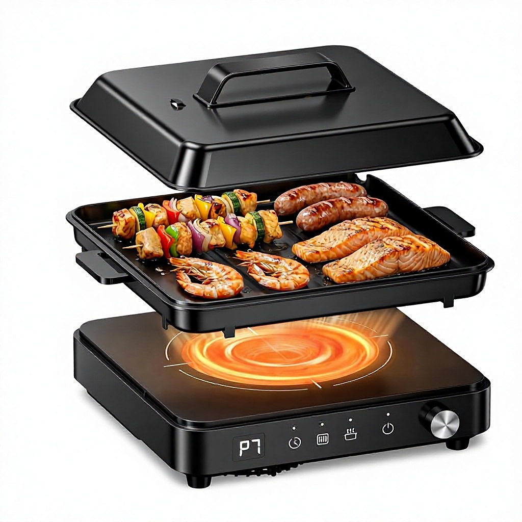 Olayks Portable Induction Cooktop 1500W Touch Control 8 Power Levels 99 Min Timer Easy to Clean Cooking Pot Grill Pan