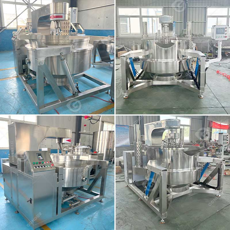 Industrial Small Batch Food Jacket Steam Induction Syrup Nougat Cooking Kettle Mixer Machine for Sale