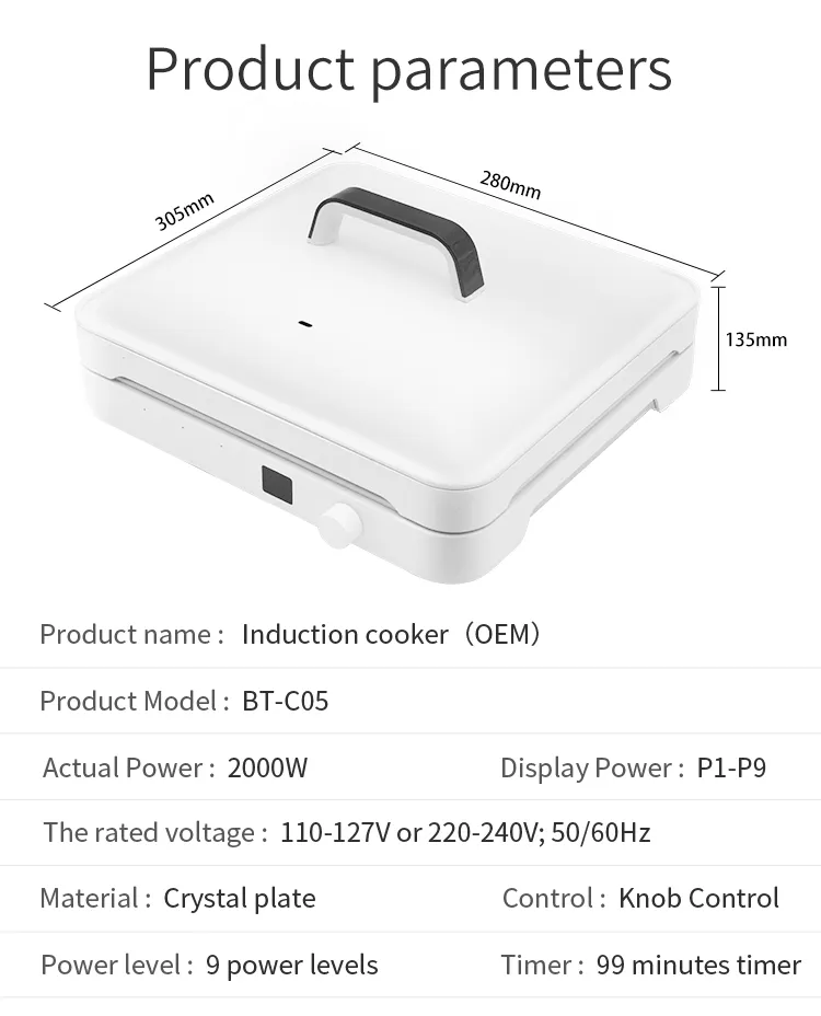 Premium Energy-Efficient Induction Cooker with Custom Temperature Control Smart Induction Cooker