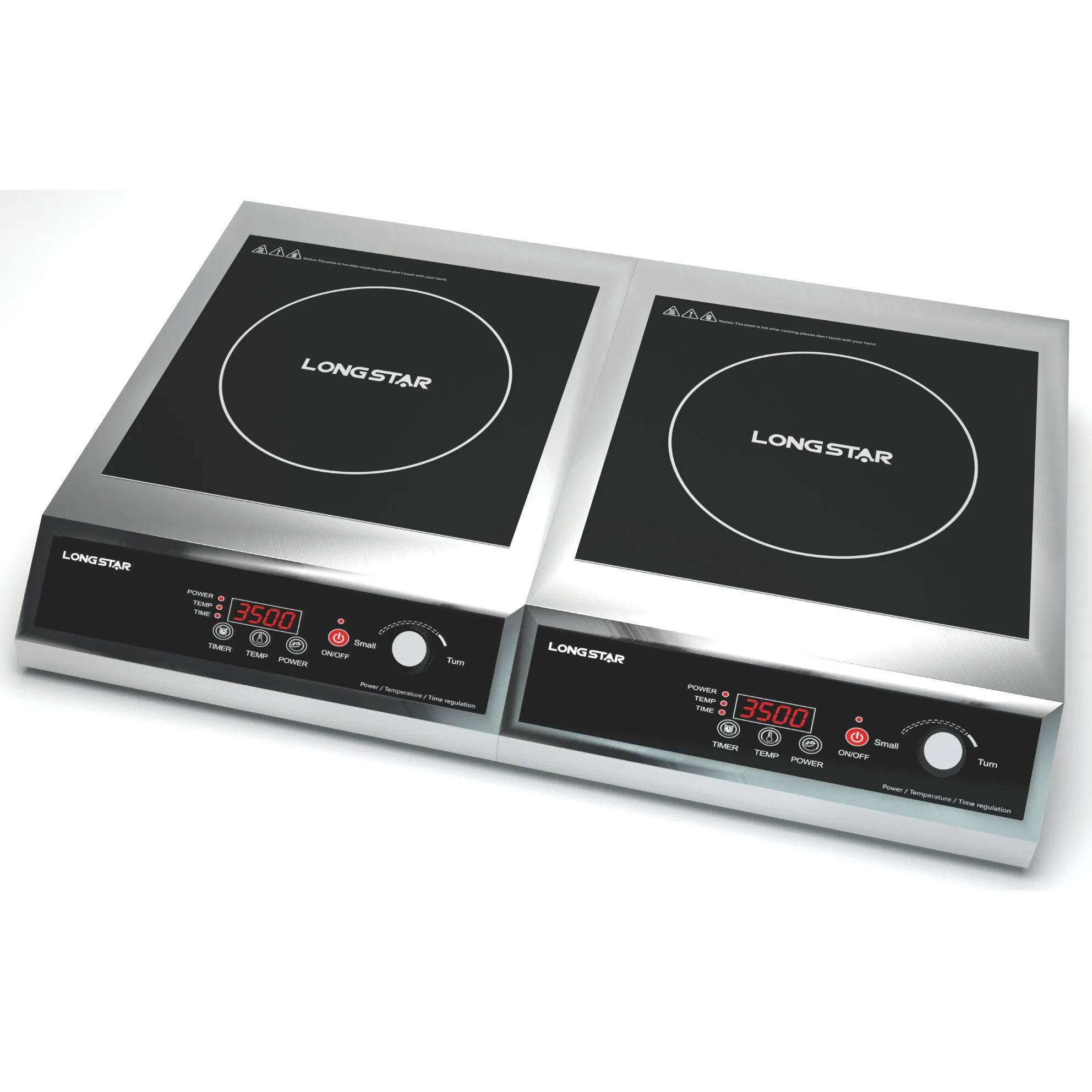 Stainless Steel Body 220V 230V 7000W Commercial Induction Cooker 2 Plate Burner 4 Digital Display
