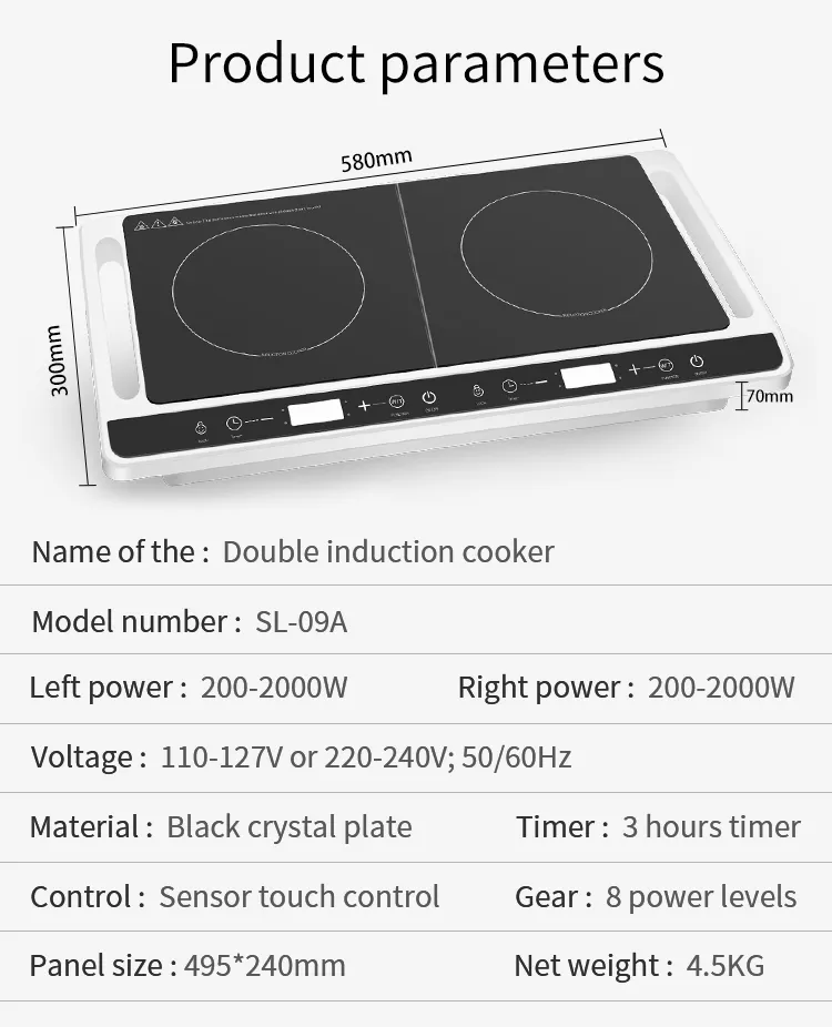 Commercial Induction Cooktop Table Top Double-Cooker Electric Induction Cooker