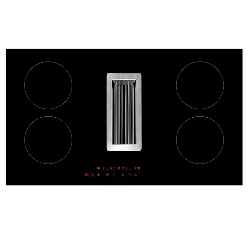 New Design WIFI Control 30 Inch 5 Burners Electric Induction Hobs With Downdraft Cooker Hood