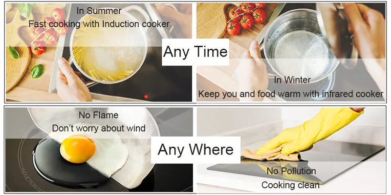 Hybrid Induction Premium 2 in 1 Five Burner Electric Induction - Infrared Ceramic Hob Cooker Cooktop