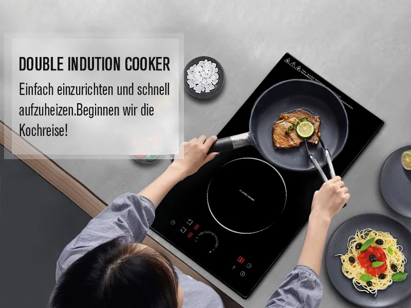 Portable or Built in 2-Burner Induction Cooktop for Home Kitchen Energy-Efficient Faster Cooking Precise Temperature Control Easy Cleaning
