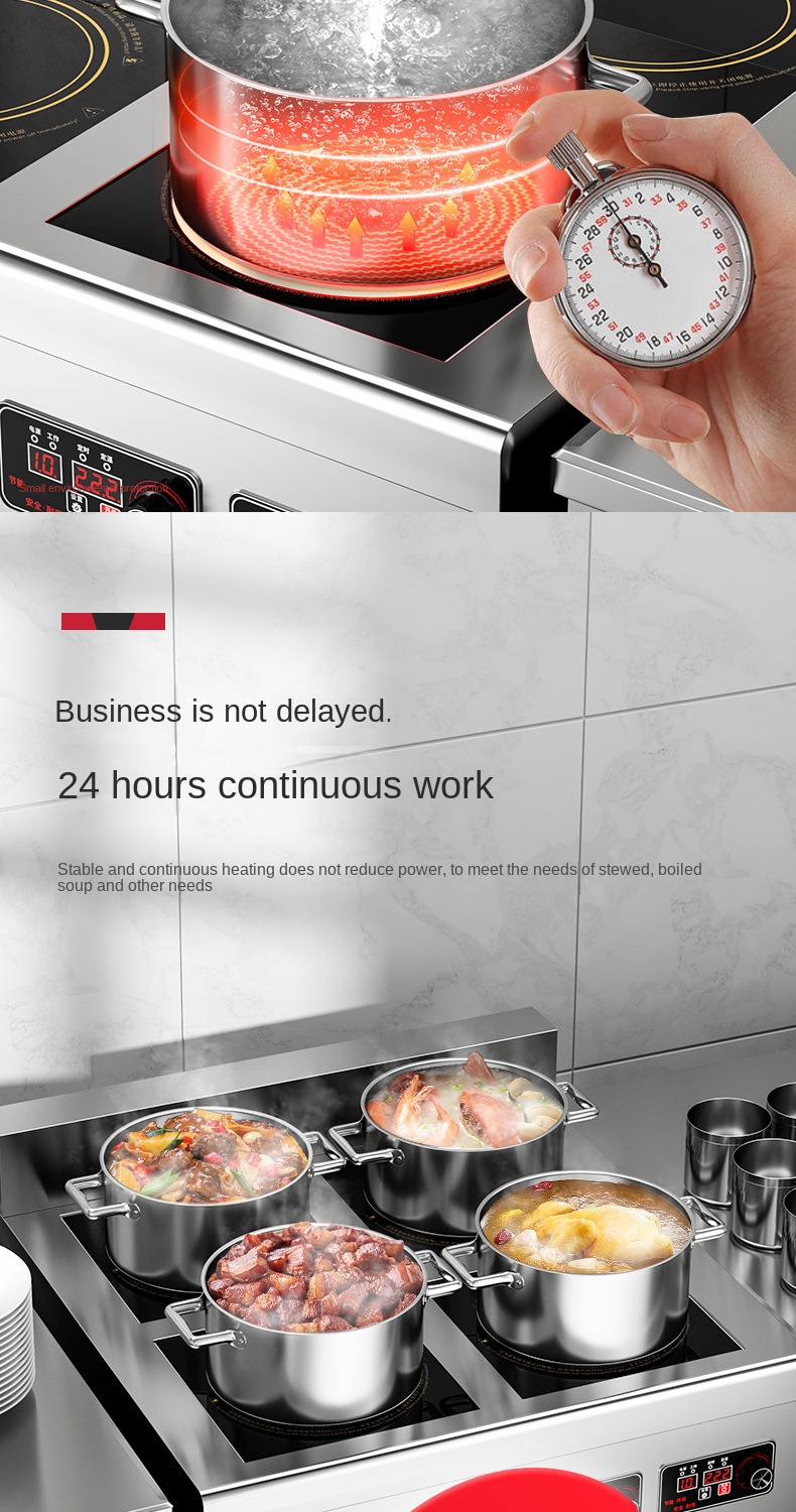 Commercial Stainless Steel Housing 4/6 Burners Induction Cooker Catering Kitchen Equipment Electric Cooking Stove