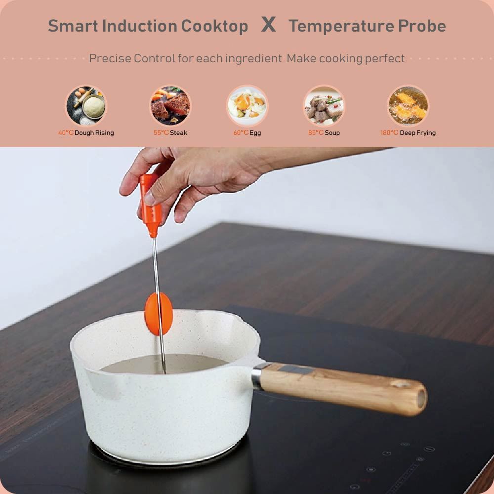 30" Smart Induction Cooktop with Wi-Fi and Food Temperature Probe for Searing, Sous Vide, Deep Frying and Melting
