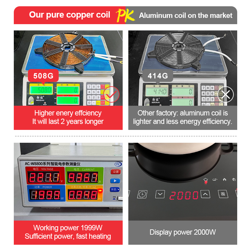 4400W Induction Hob 2 burner Touch Stove Electric Built-in Double Induction Cooker