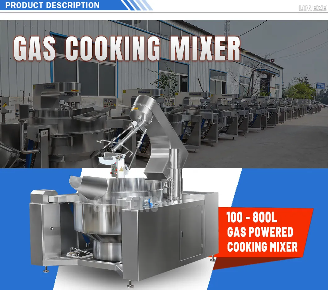 High Quality Full Automatic Gas Fire Chili Sauce Paste Industrial Electric Induction Planetary Cooking Mixer Machine