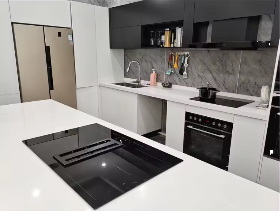 7200W Built-in Induction Cooktop with Integrated Extractor Hob - High Efficiency and Safety Features