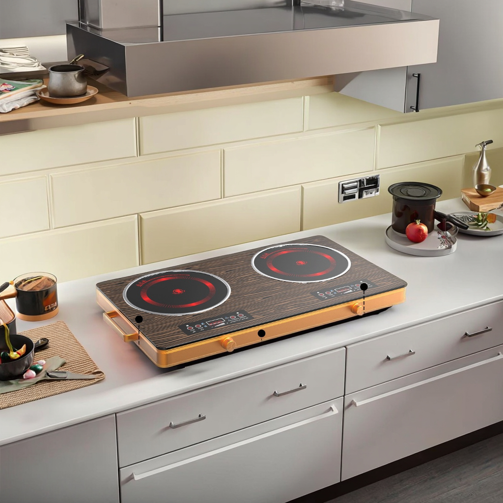 ISolfan Double Burner Electric Cooktop Induction 3500 Watts Induction Cooktop 2 Burner 75 cm Induction Cooktop