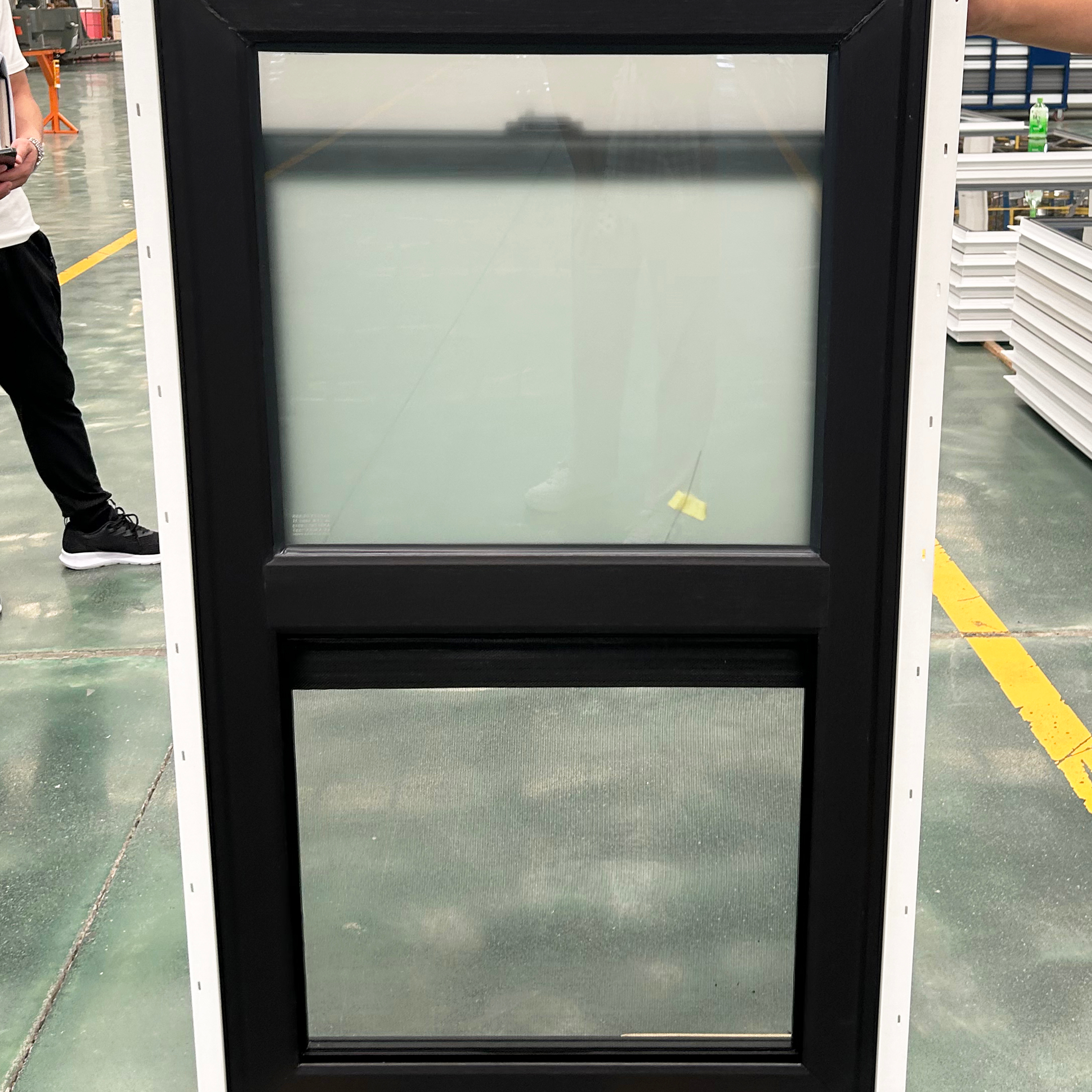 Ready to Ship Double Glazed Black UPVC Plastic Sliding Hung Windows and Fixed Windows With Lowest Price Promotion