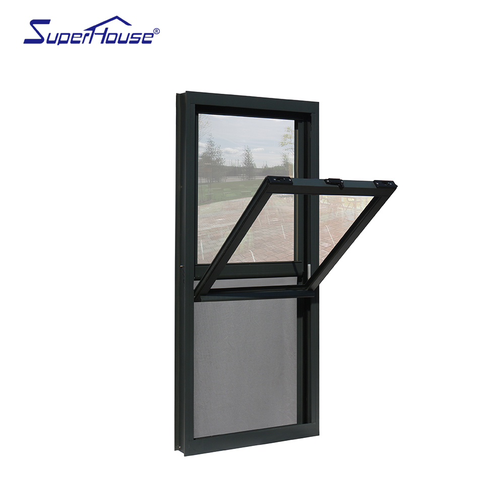 Superhouse Customizable Hotel Single Hung Sash Window in Black Vertical up Down Sliding Windows  Aluminum Single-Hung Window