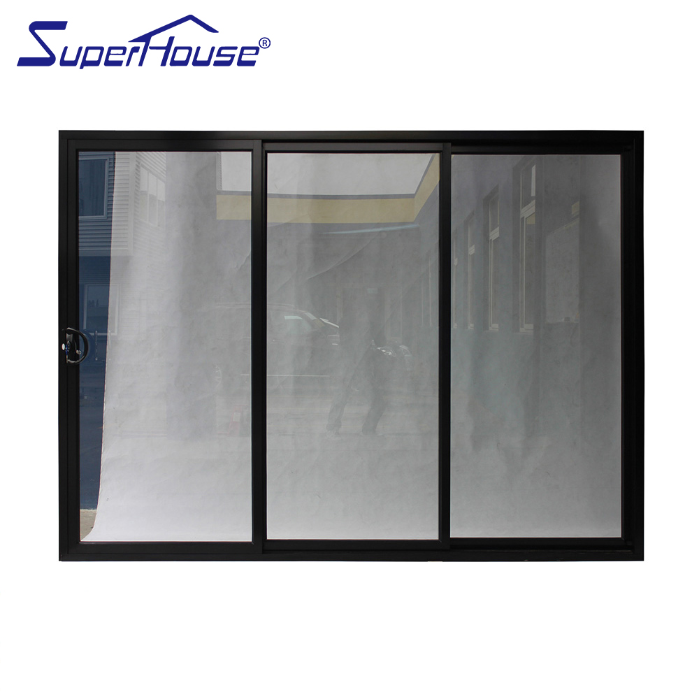 Superhouse Durable and with Sleek Construction and Tempered Glass Thermal Break Multi Panel Black Aluminum Sliding Door