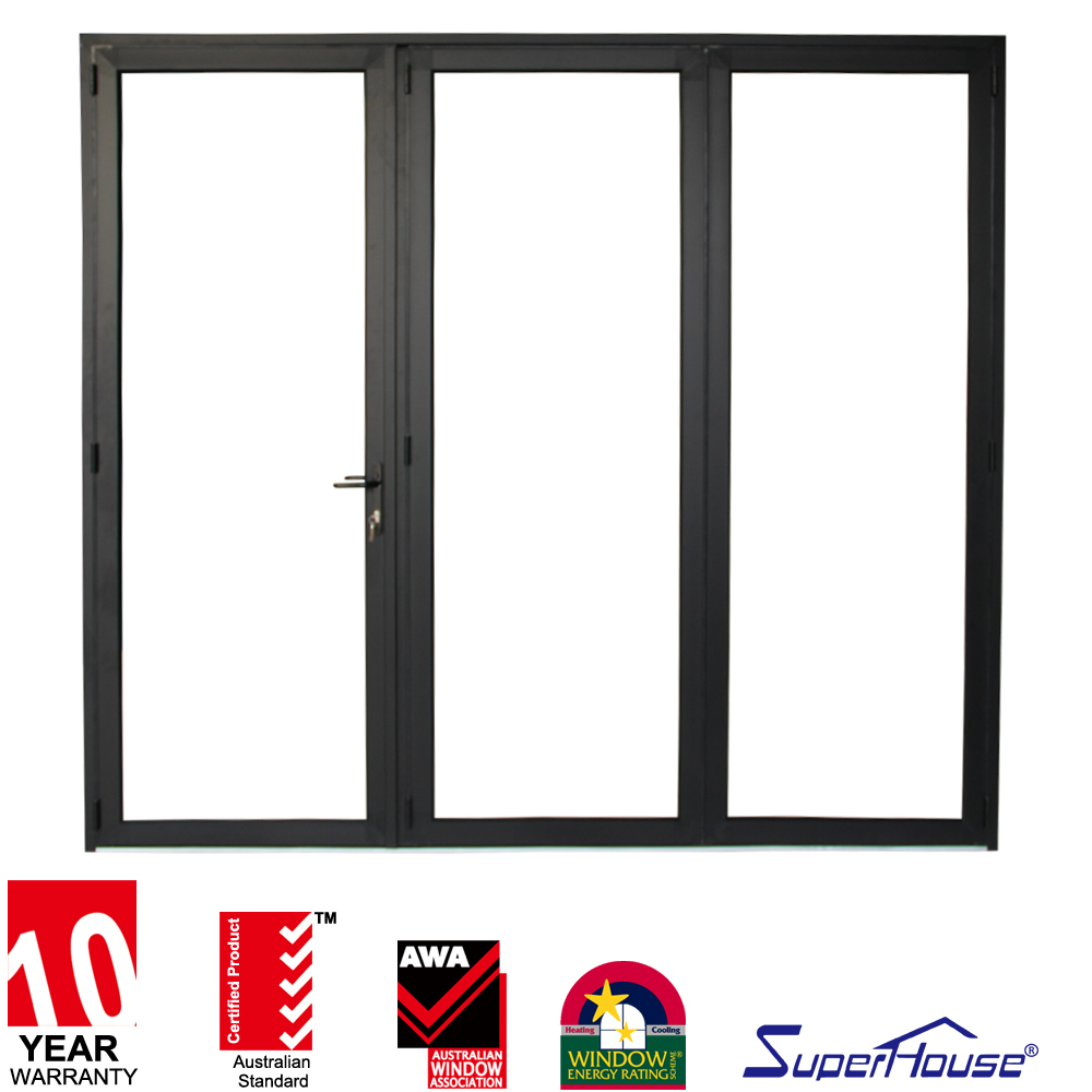 Superhouse Hurricane Proof Aluminium Folding Door Thermal Break Glass Folding Sliding Door Exterior Patio Bi-folding Door
