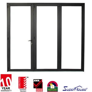 Superhouse Hurricane Proof Aluminium Folding Door Thermal Break Glass Folding Sliding Door Exterior Patio Bi-folding Door